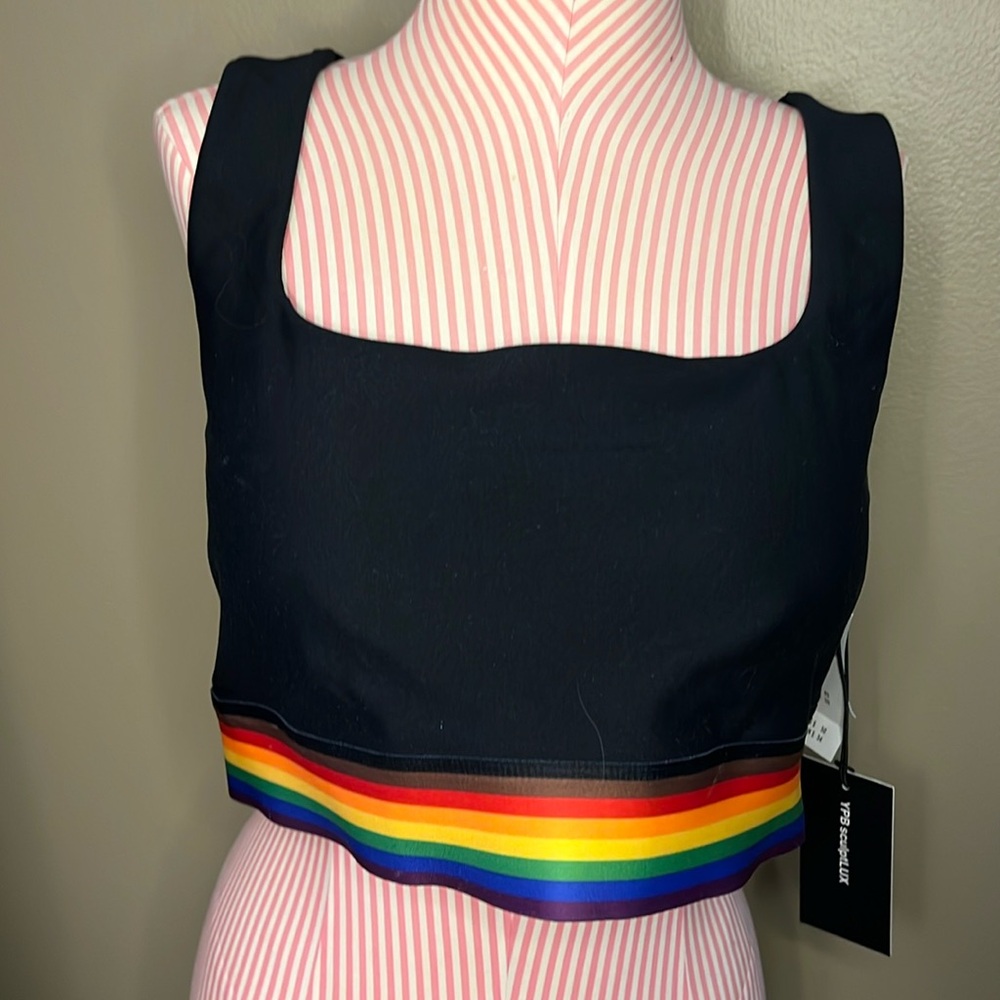 NWT Abercrombie & Fitch A&F YPB black and rainbow sports bra - XL